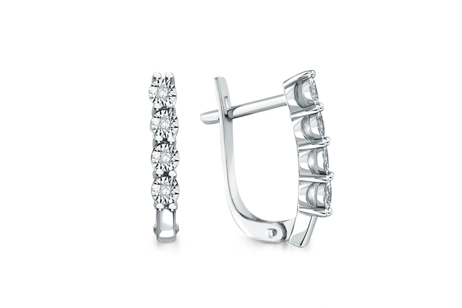 Серьги Дорожки из белого золота с 8 бриллиантами