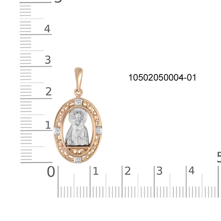 Иконка из красного золота с 4 фианитами