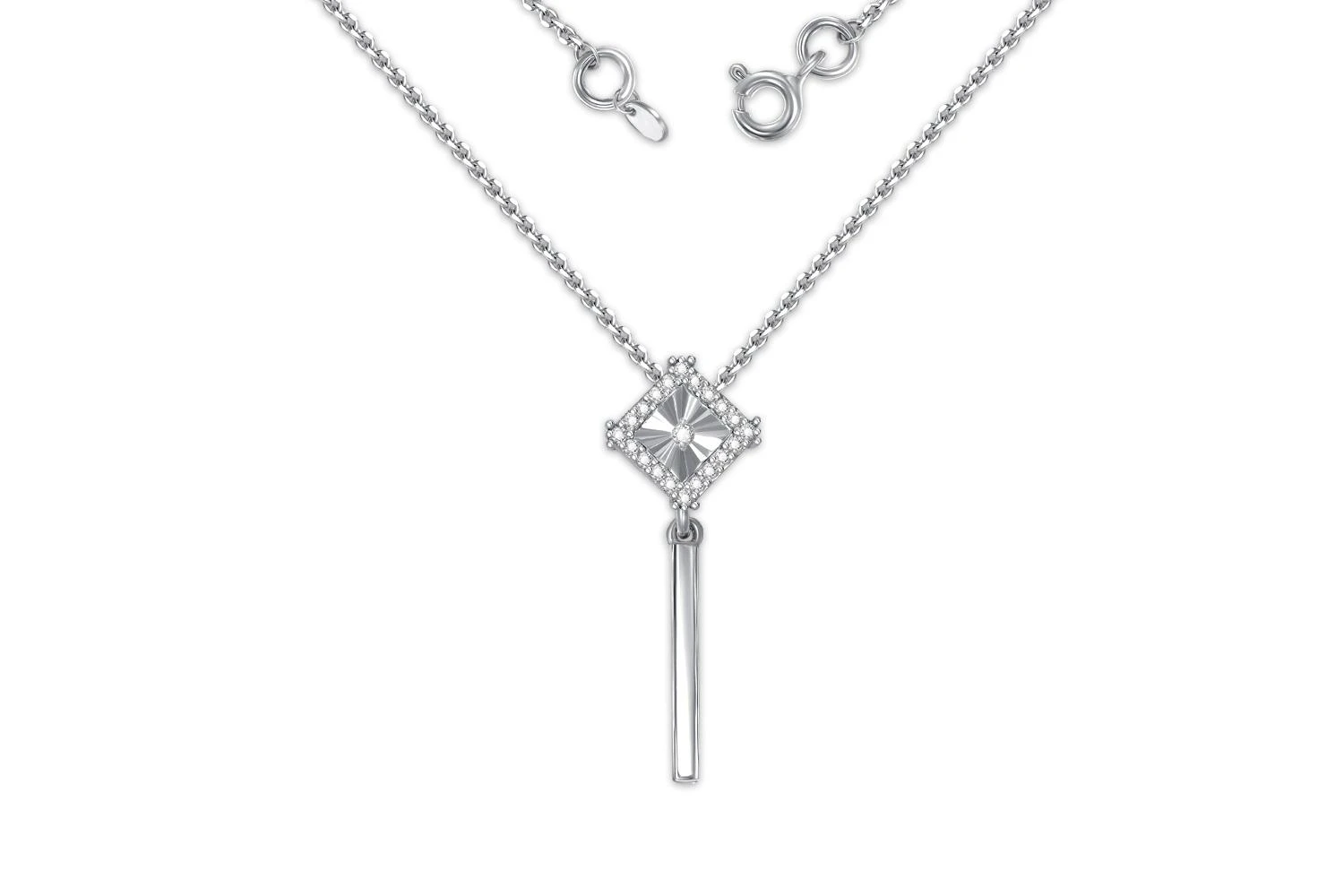 Колье Квадрат из белого золота с 21 бриллиантами