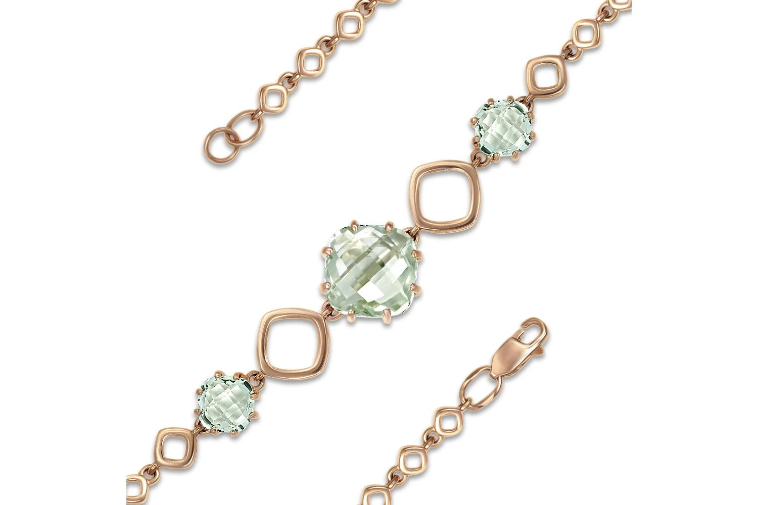 Браслет из красного золота с 3 аметистами