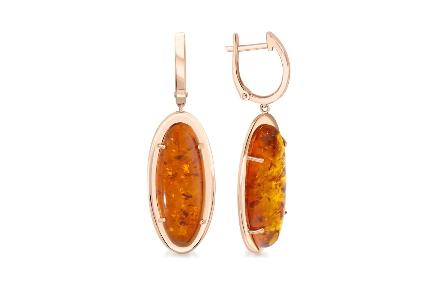 Серьги из красного золота с янтарём