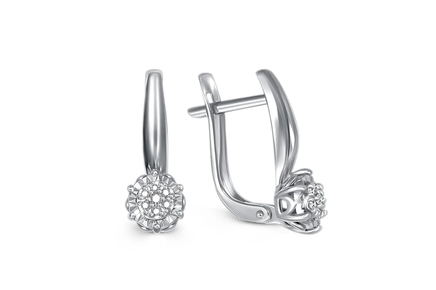 Серьги Малинки из белого золота с 14 бриллиантами