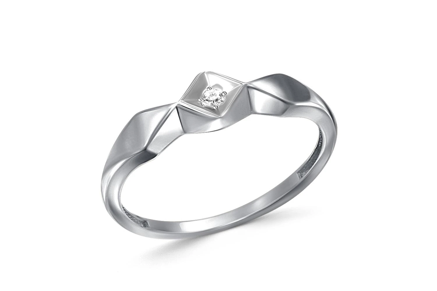 Кольцо из белого золота с фианитом