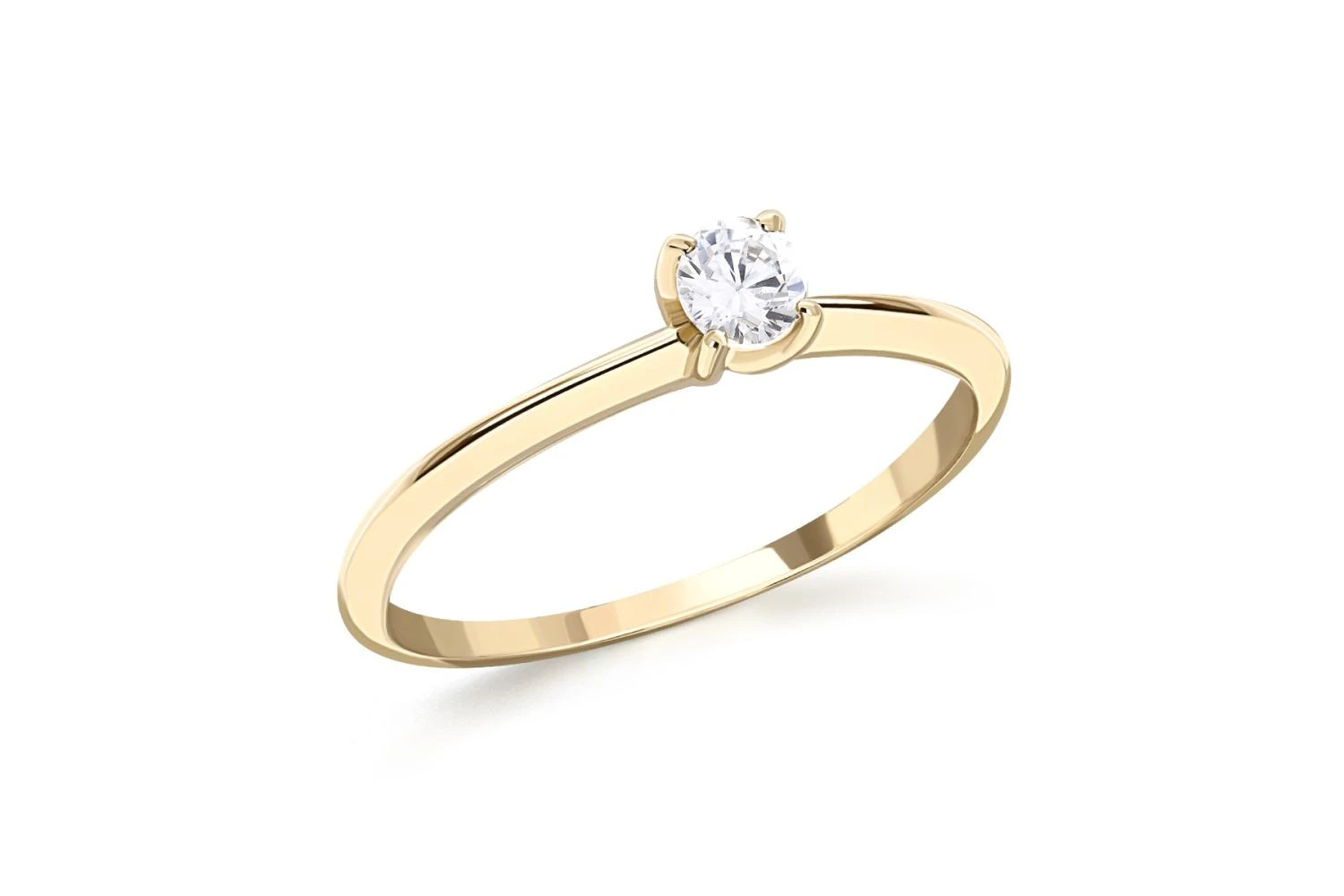 Кольцо из жёлтого золота с выращенным бриллиантом