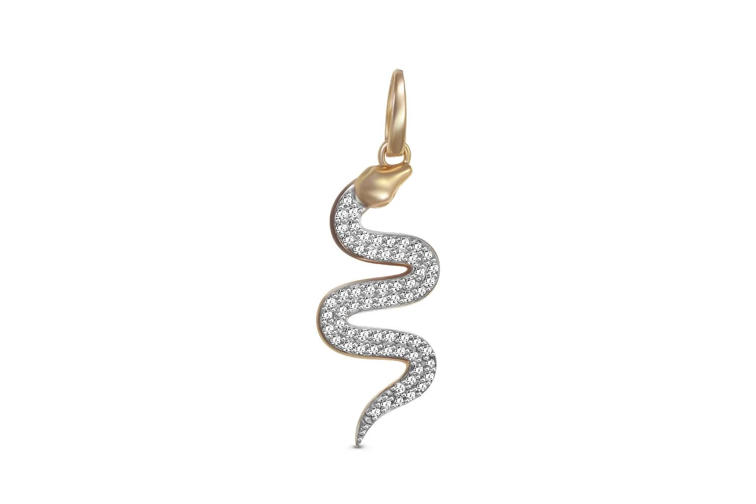 Подвеска Змея из жёлтого золота с 61 фианитами