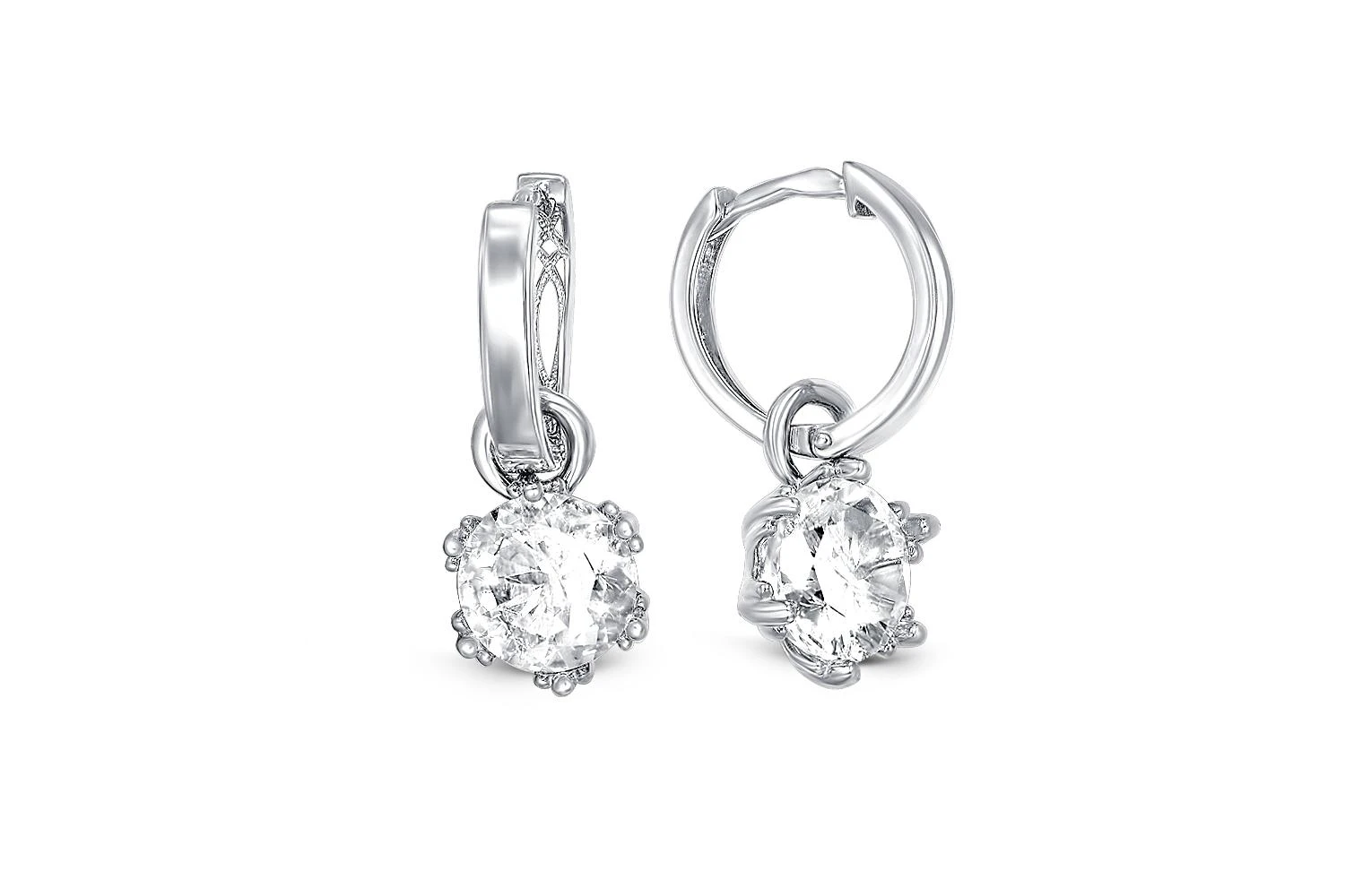 Серьги-трансформеры из белого золота с горным хрусталём