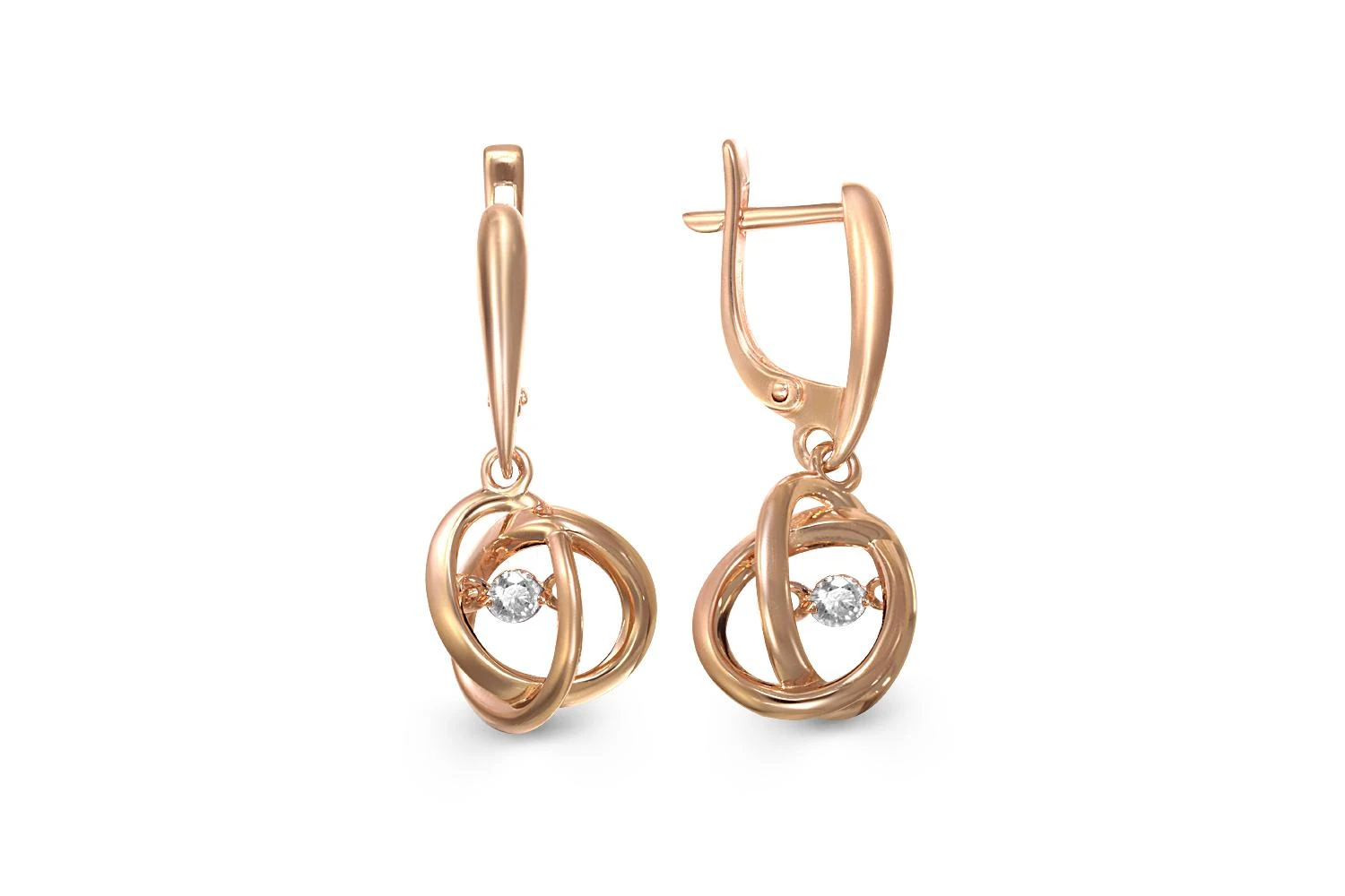 Серьги из красного золота с 2 бриллиантами