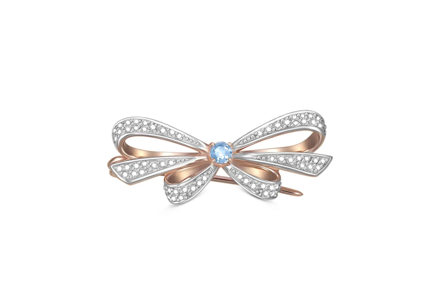 Брошь Бантик из красного золота с топазом swiss и 66 фианитами