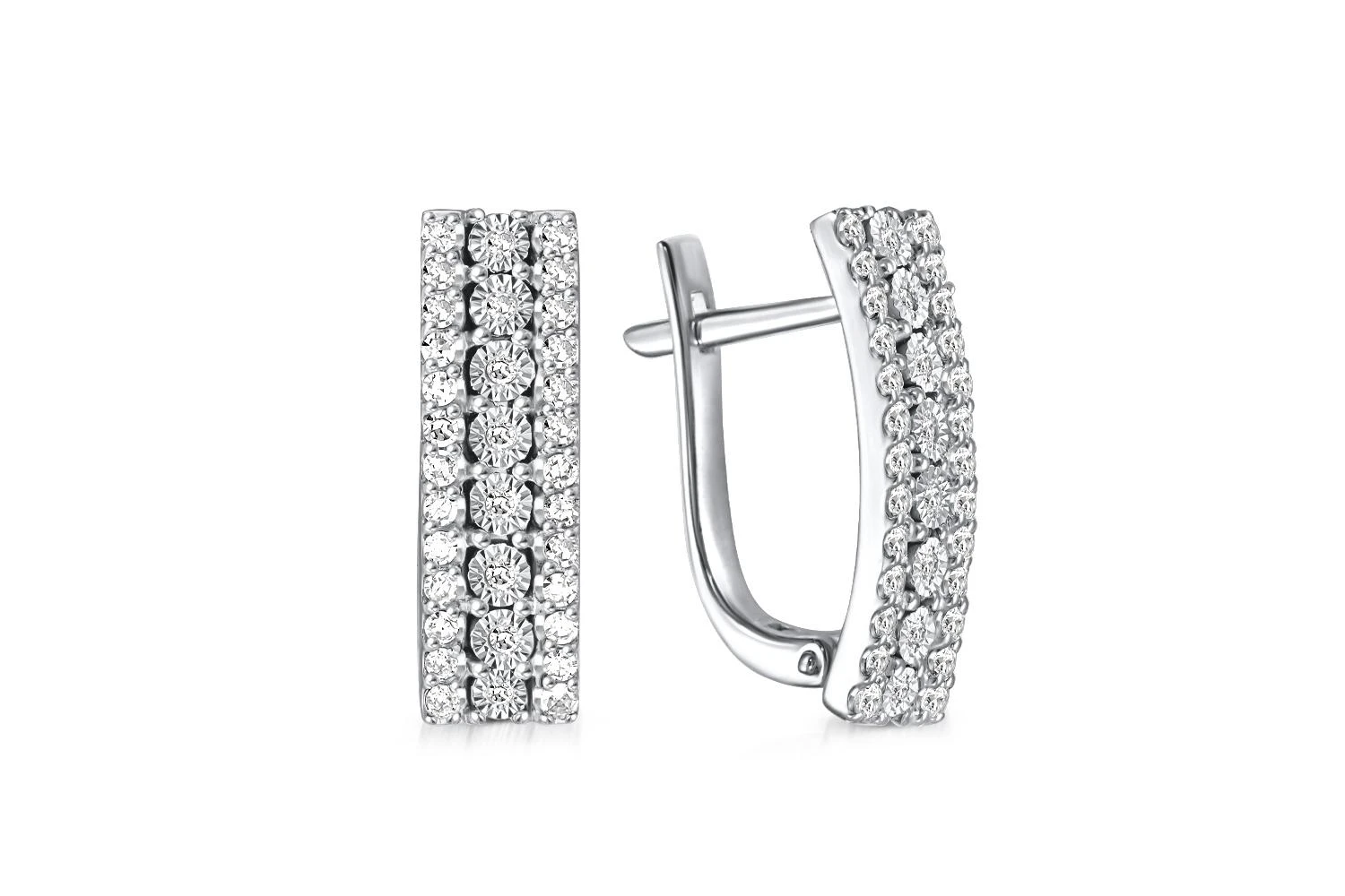 Серьги Дорожки из белого золота с 68 бриллиантами