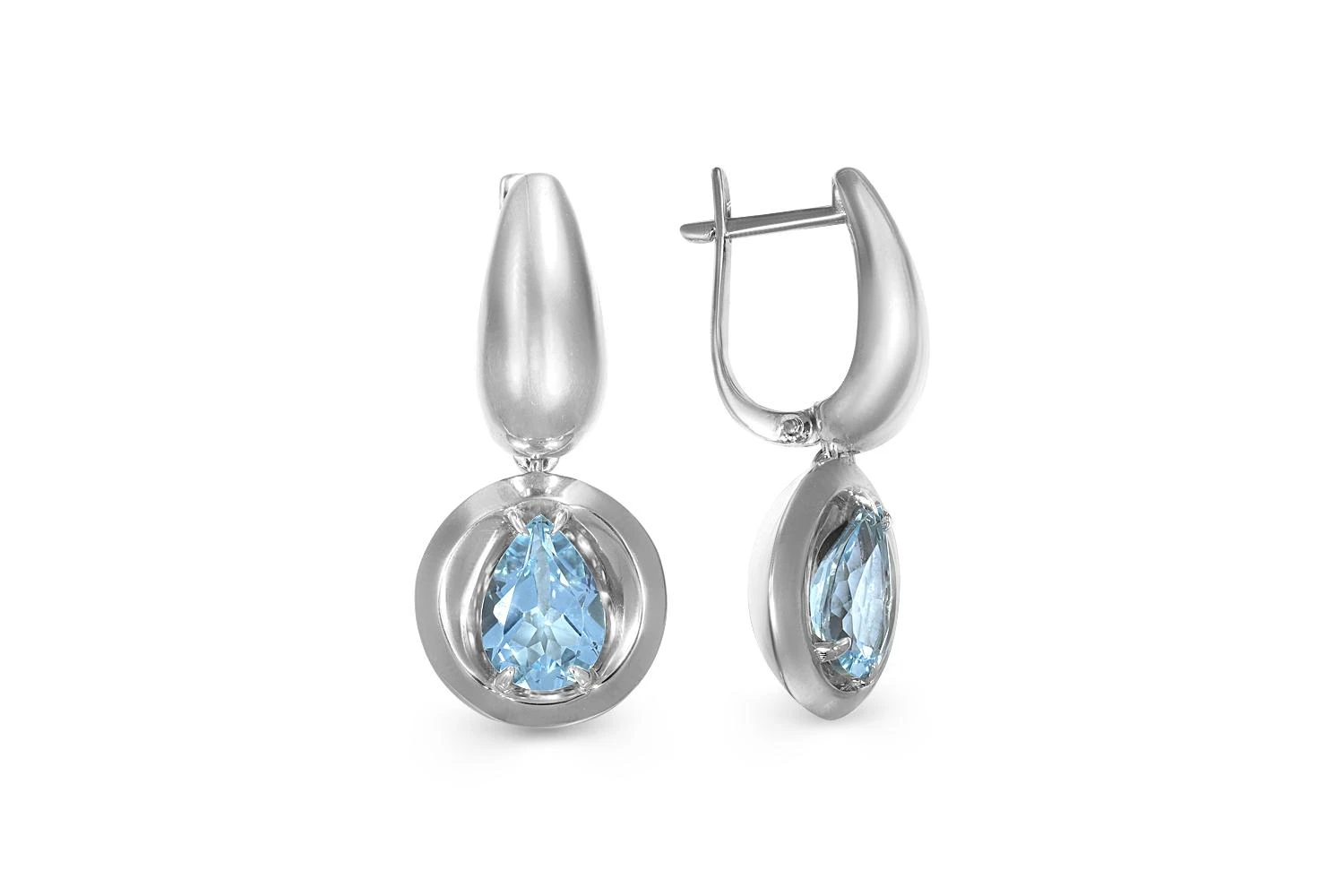 Серьги из белого золота с 2 топазами sky