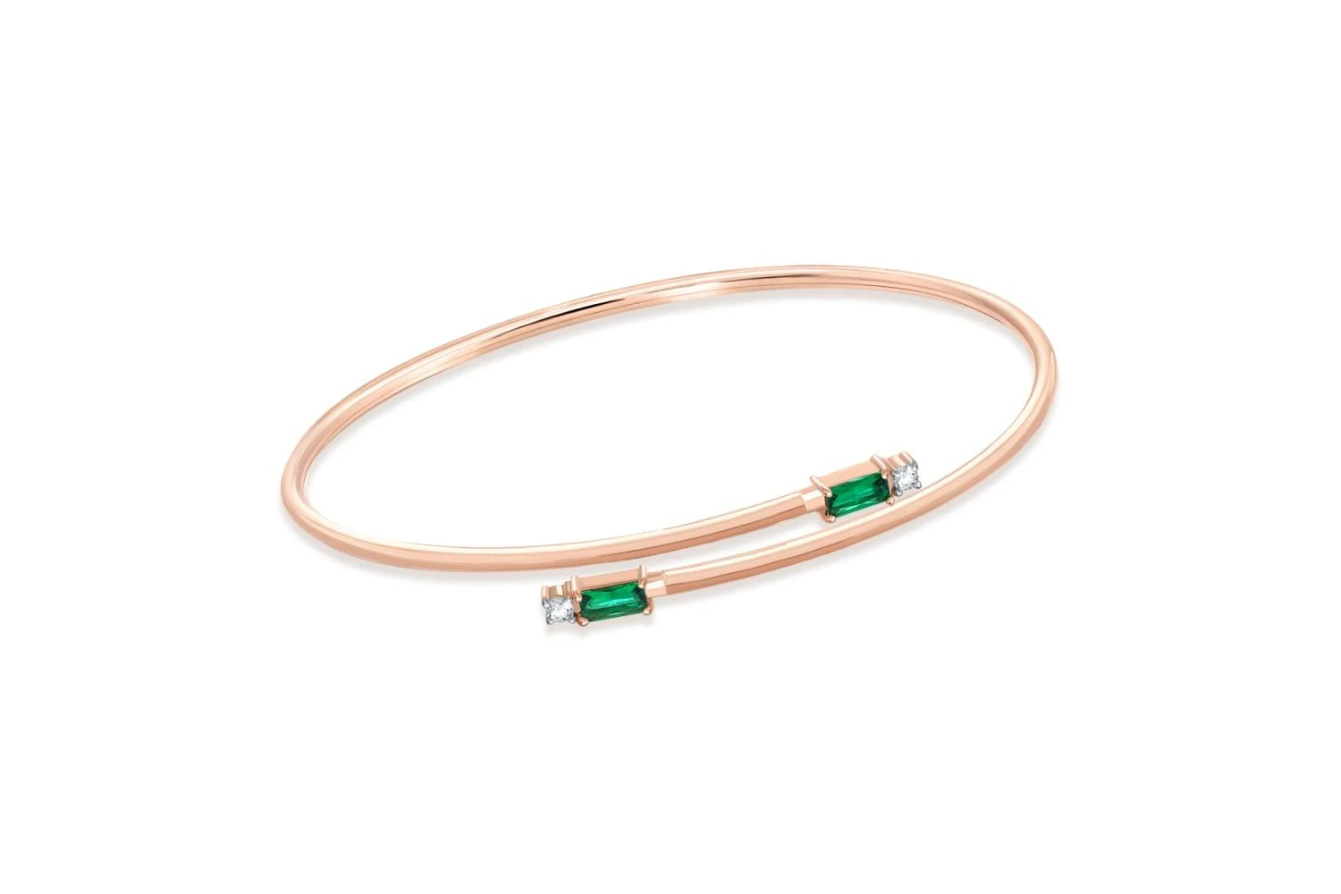 Браслет из красного золота с 2 изумрудами и 2 фианитами