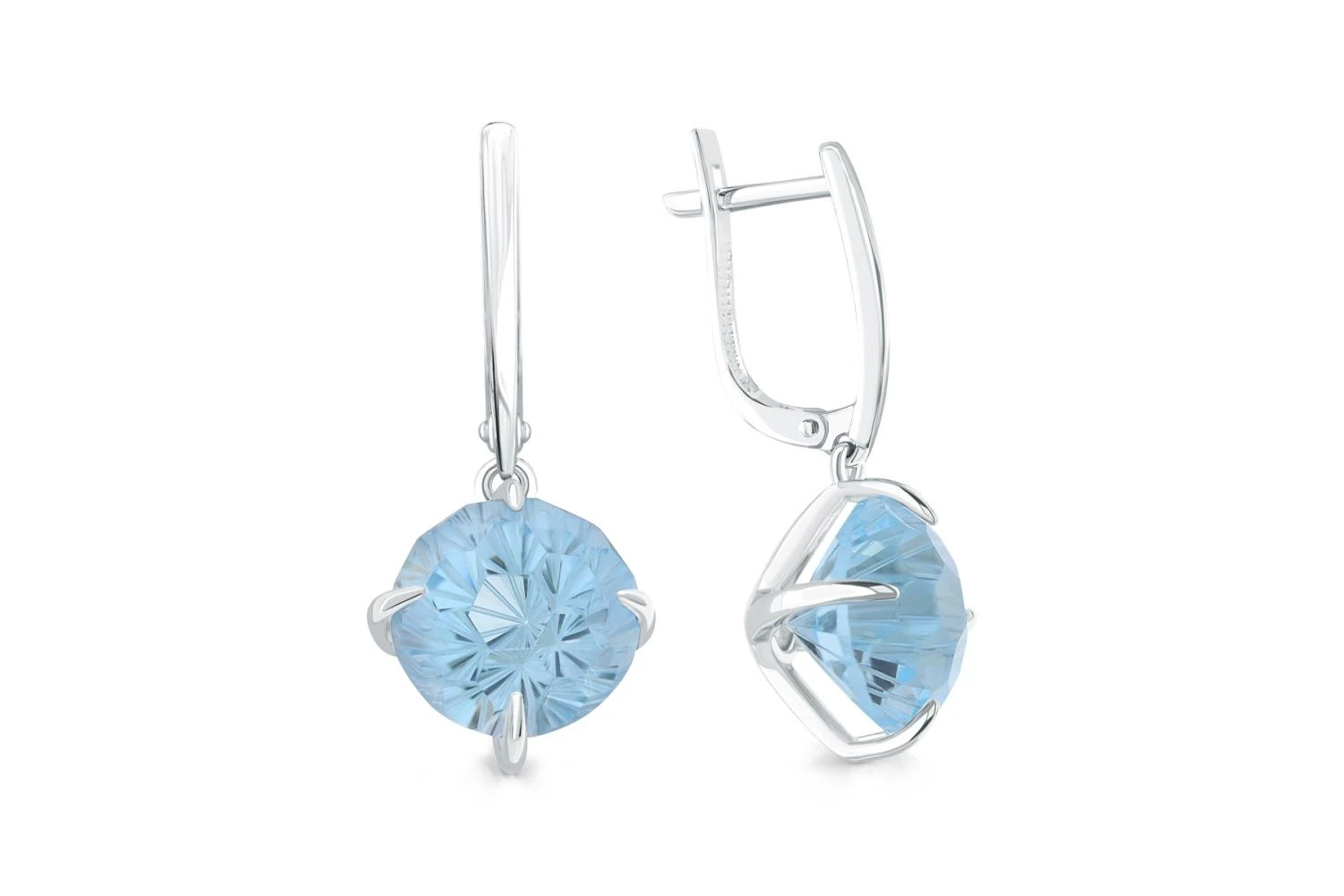 Серьги из белого золота с 2 топазами sky