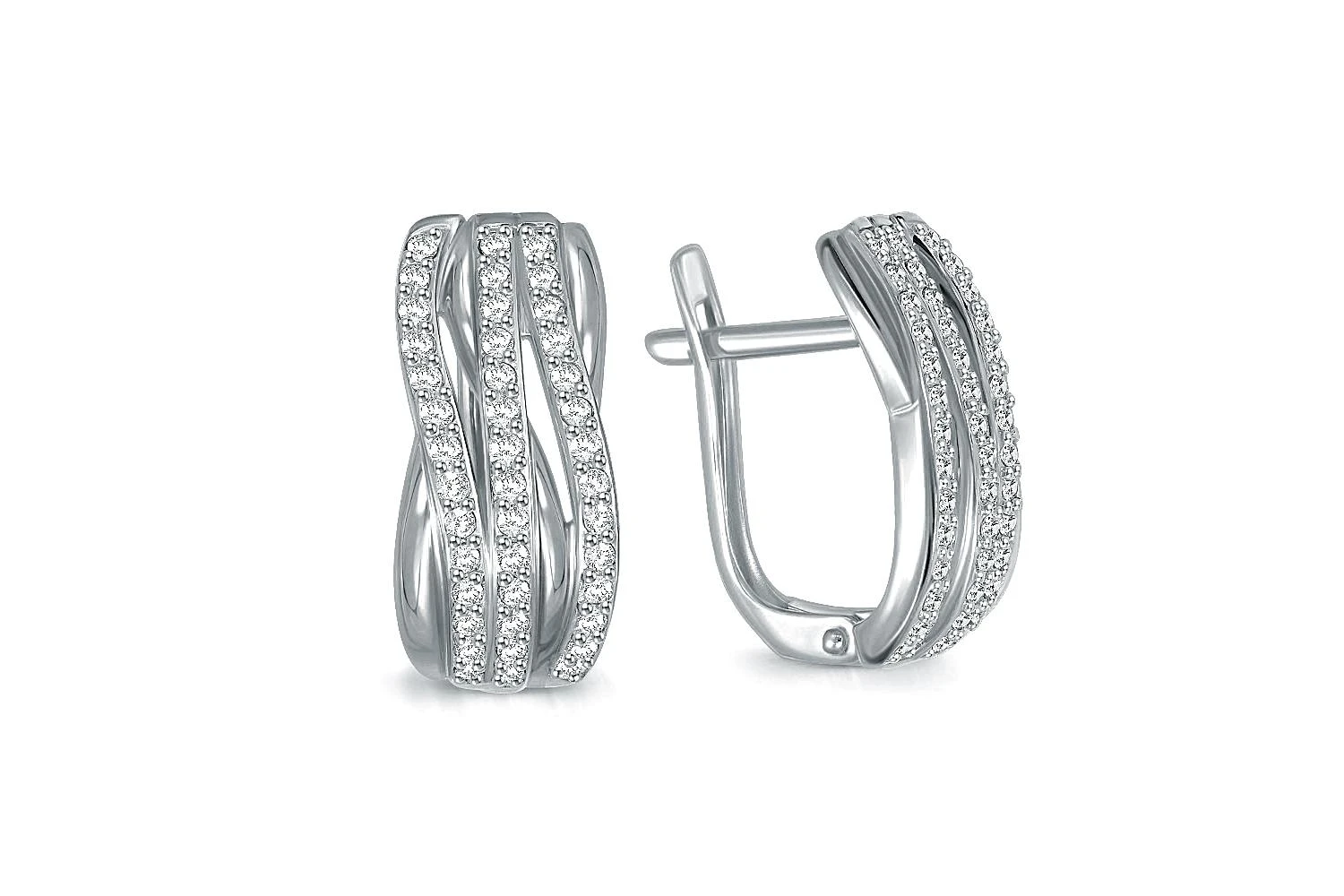 Серьги из белого золота с 84 фианитами