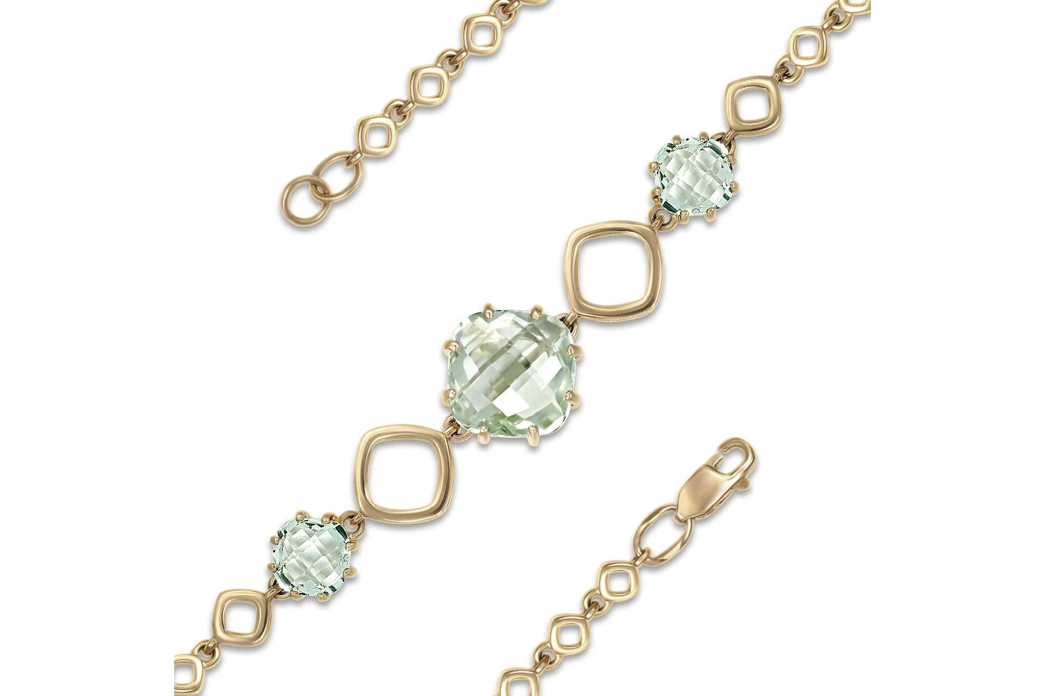 Браслет из жёлтого золота с 3 аметистами