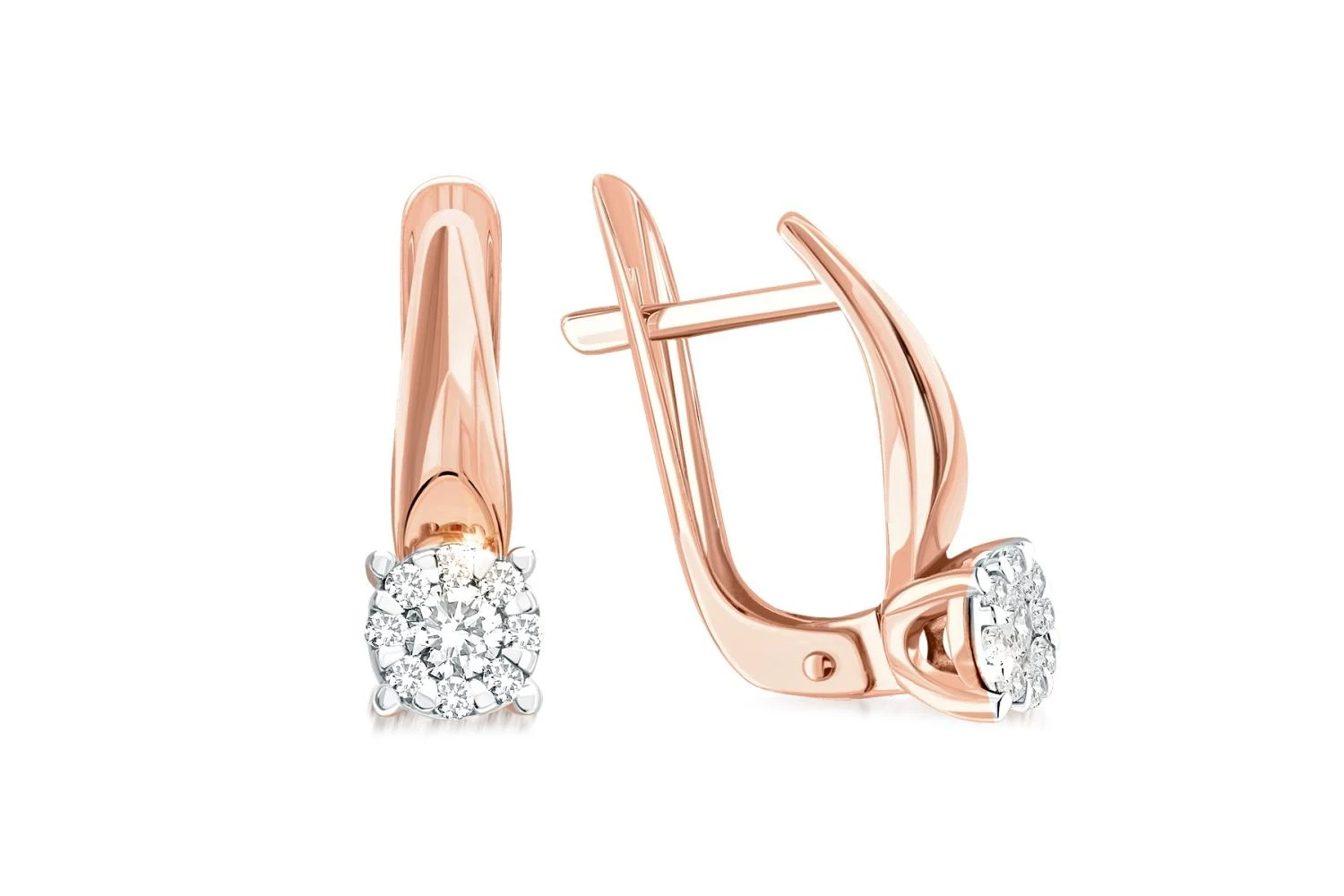 Серьги Малинки из красного золота с 18 бриллиантами