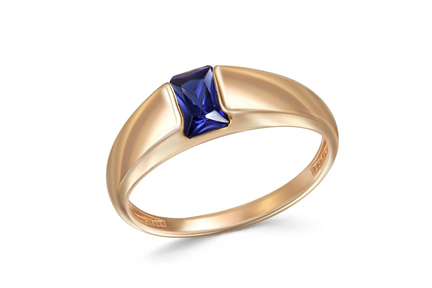 Кольцо из красного золота с сапфиром