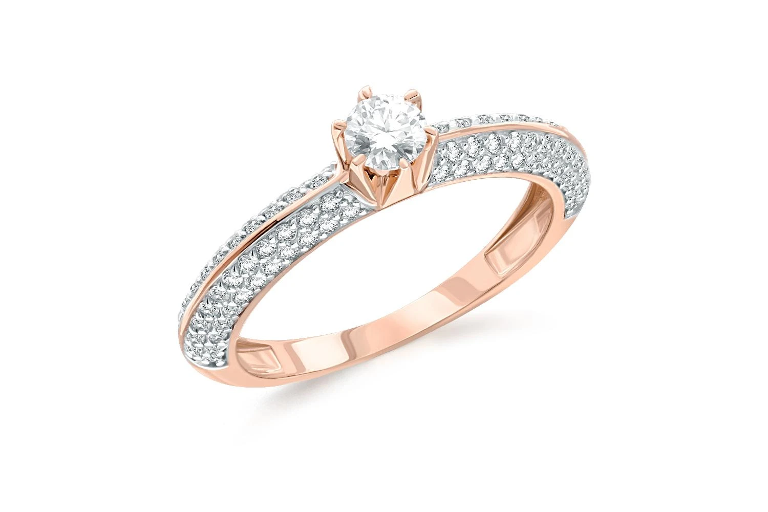 Кольцо из красного золота с 93 фианитами