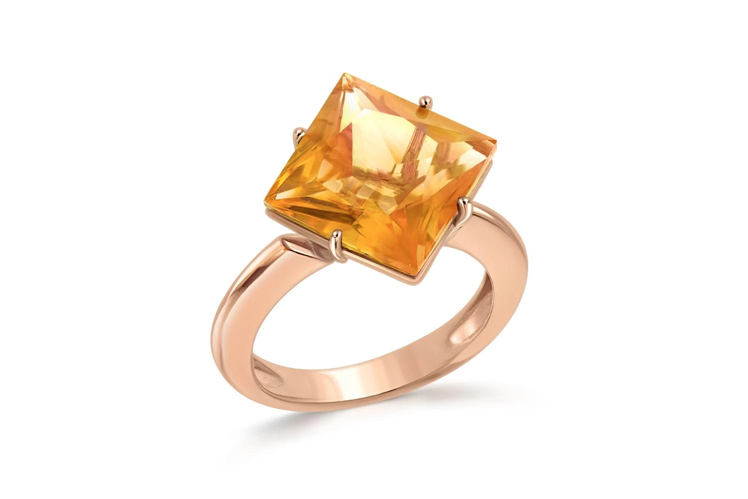 Кольцо из красного золота с цитрином