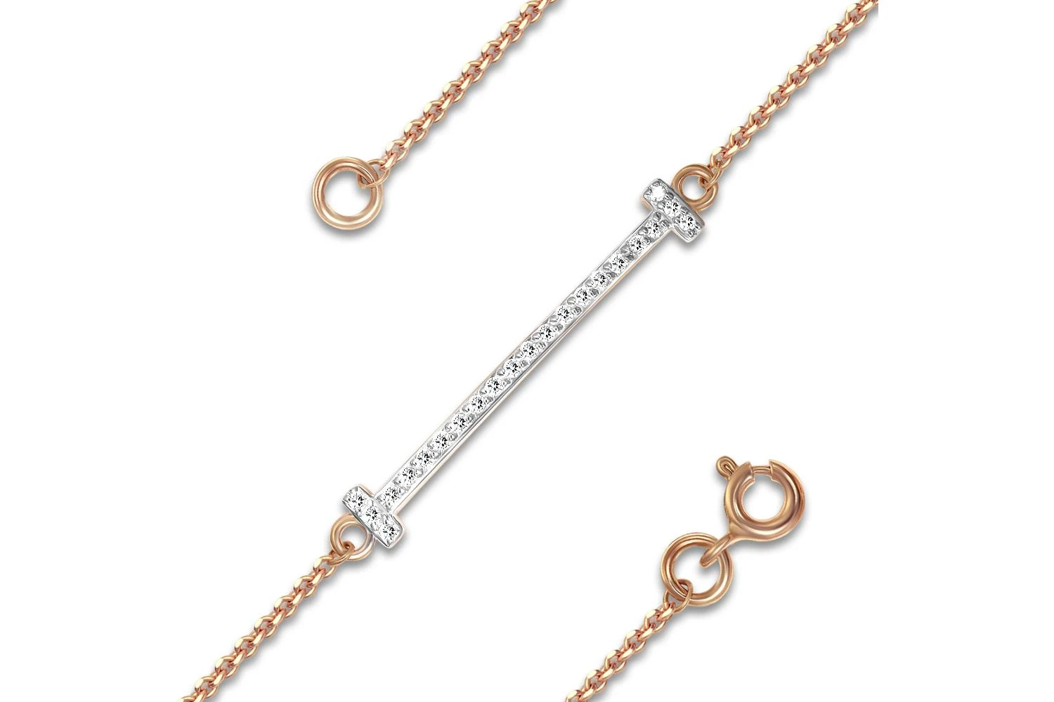 Браслет Дорожка из красного золота с 22 бриллиантами