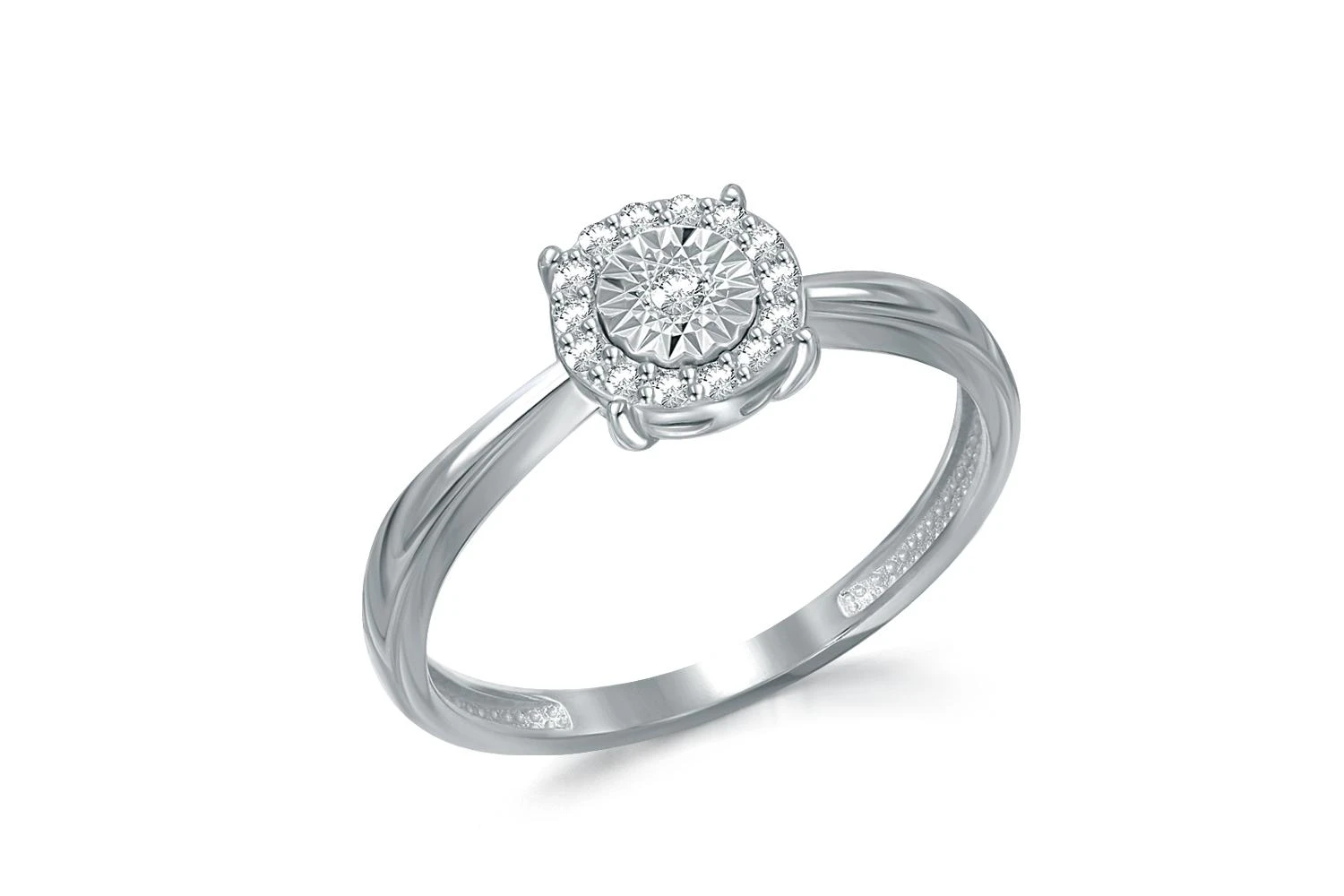 Кольцо из белого золота с 15 бриллиантами