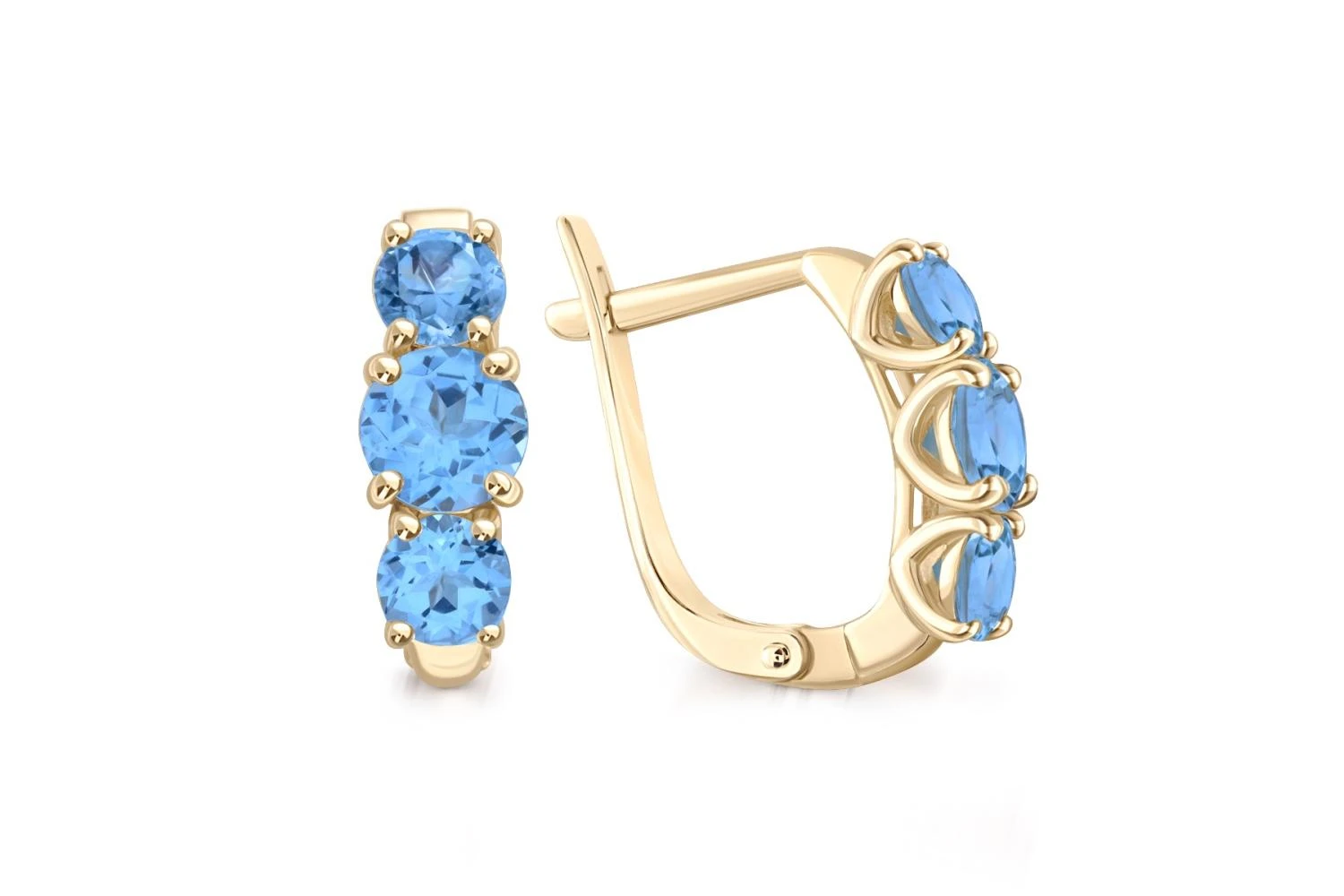 Серьги из жёлтого золота с 6 топазами swiss