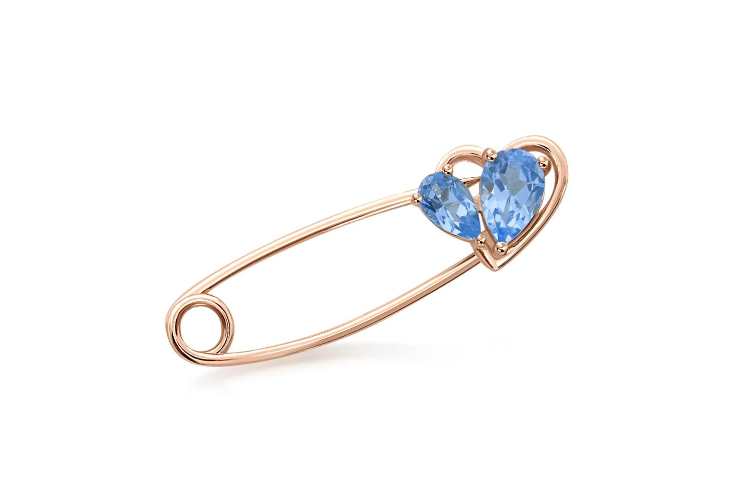 Булавка Сердце из красного золота с 2 топазами swiss
