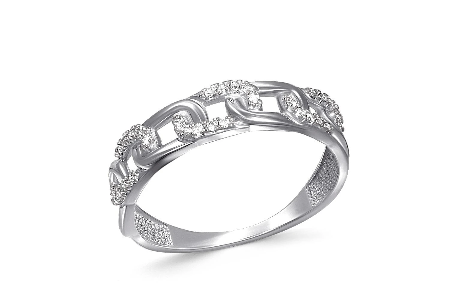 Кольцо из белого золота с 30 фианитами