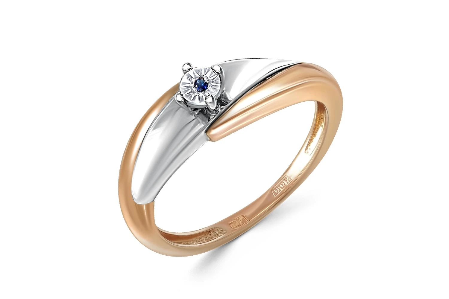 Кольцо из красного золота с сапфиром