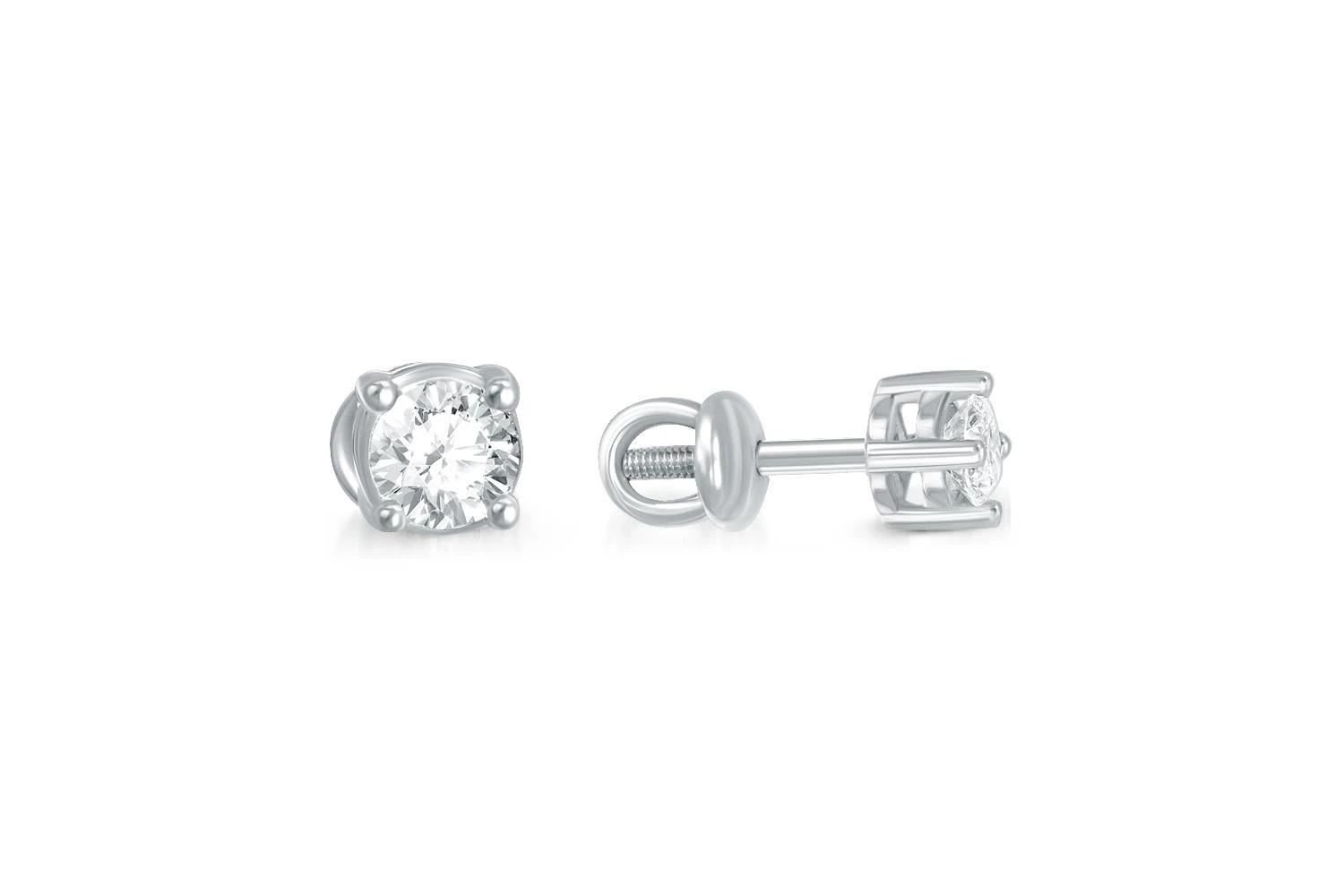 Серьги-пусеты из белого золота с 2 бриллиантами