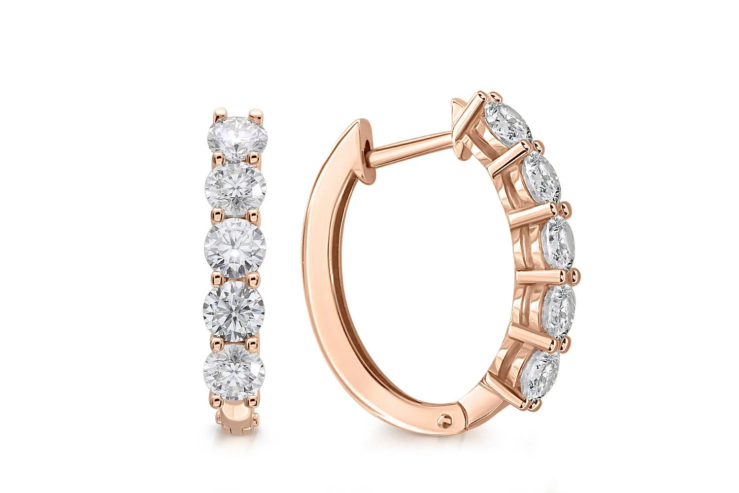 Серьги Дорожки из красного золота с 10 выращенными бриллиантами