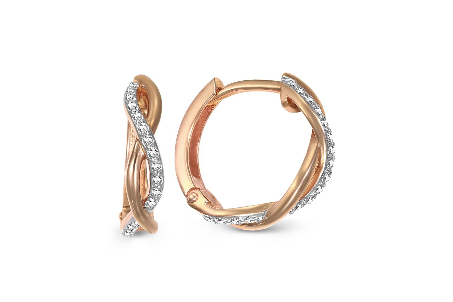 

Серьги с 32 фианитами из красного золота