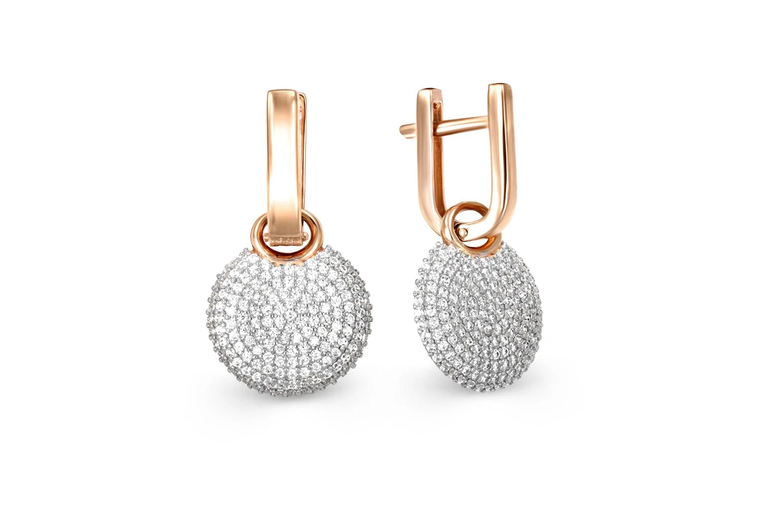 Серьги-трансформеры из красного золота с 304 фианитами