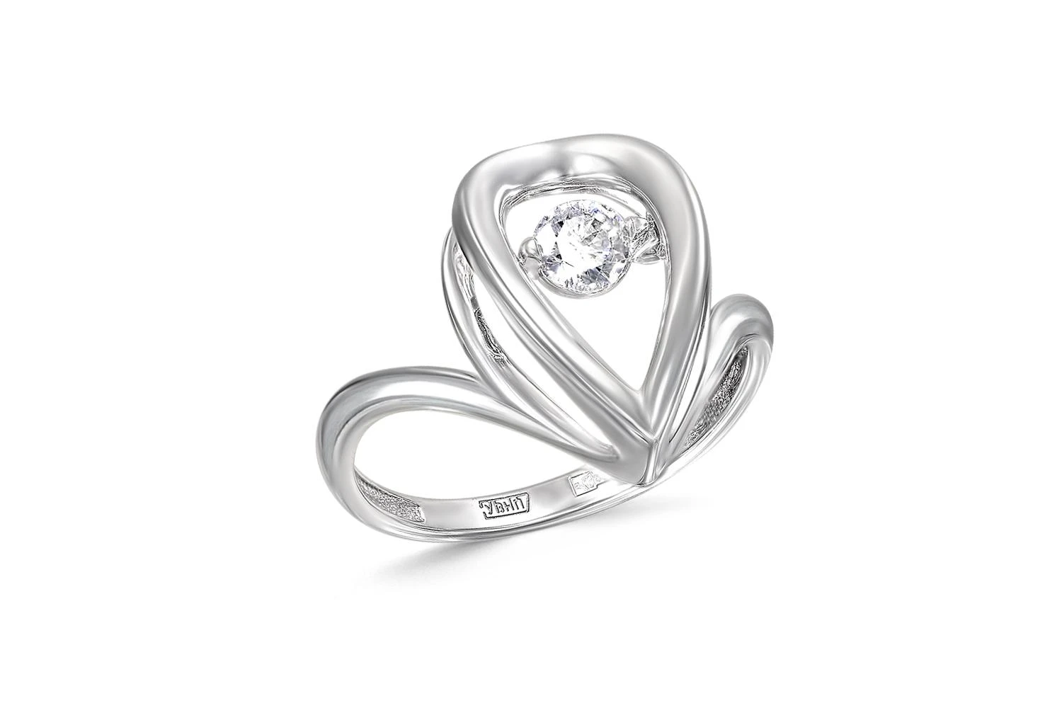 Кольцо из белого золота с фианитом