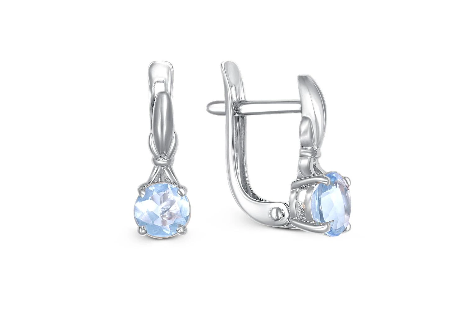 Серьги из белого золота с 2 топазами sky