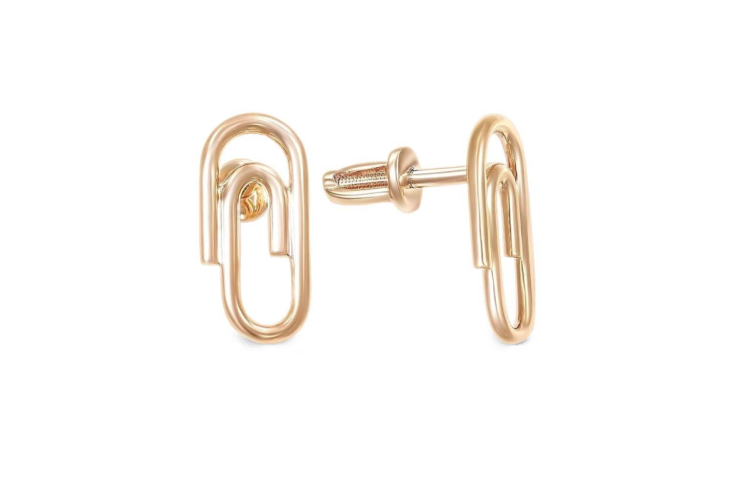 Серьги-пусеты Скрепки из красного золота без вставок