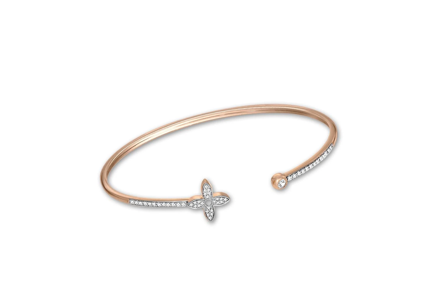 Браслет Клевер из красного золота с 50 фианитами