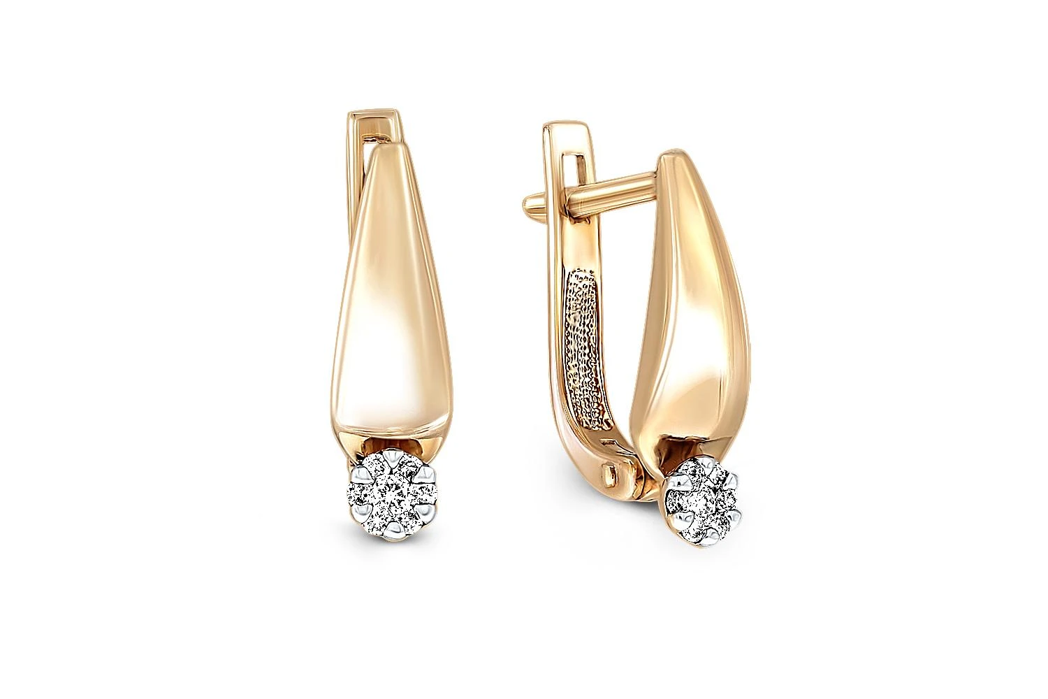 Серьги Малинки из жёлтого золота с 14 бриллиантами