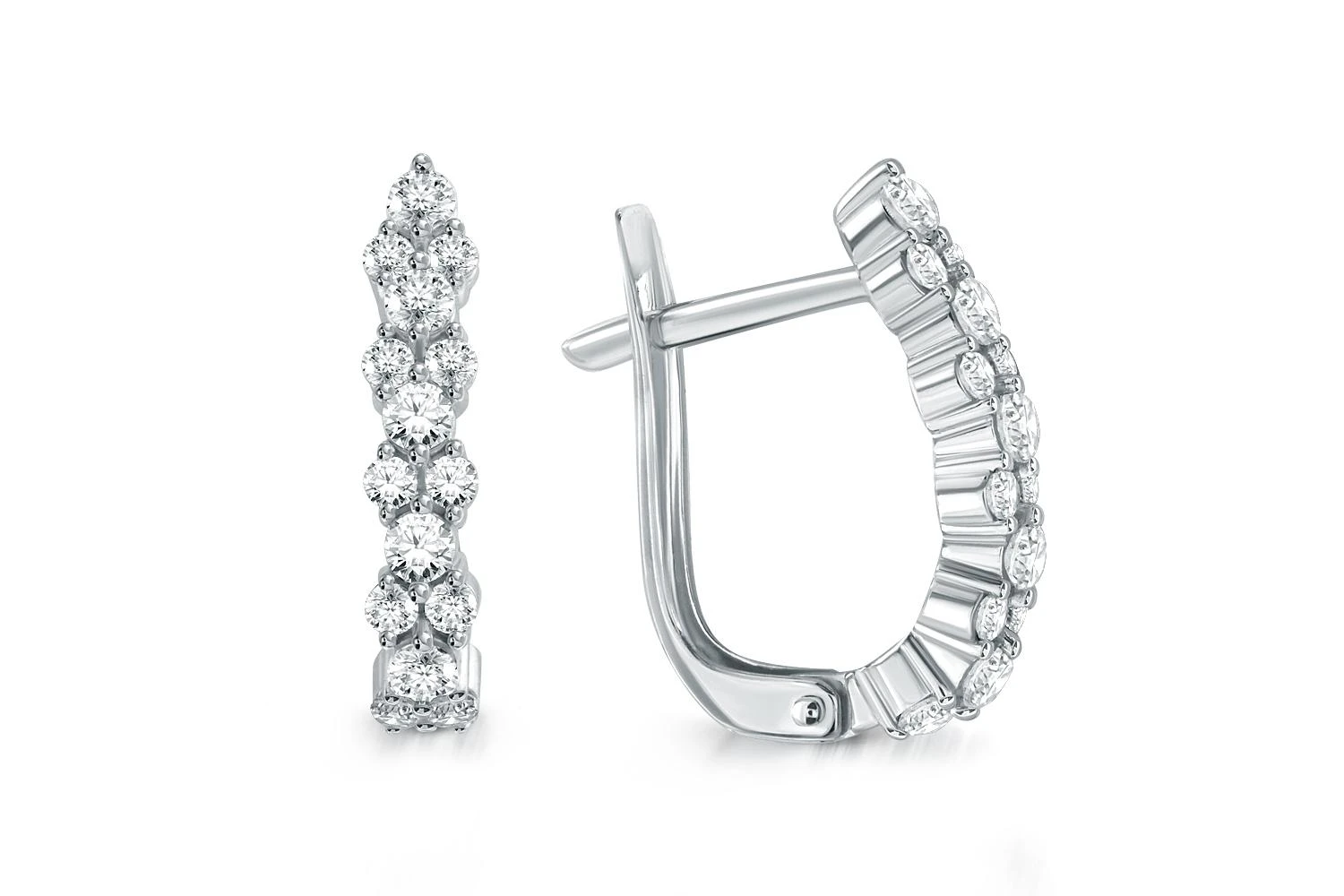 Серьги Дорожки из белого золота с 30 фианитами