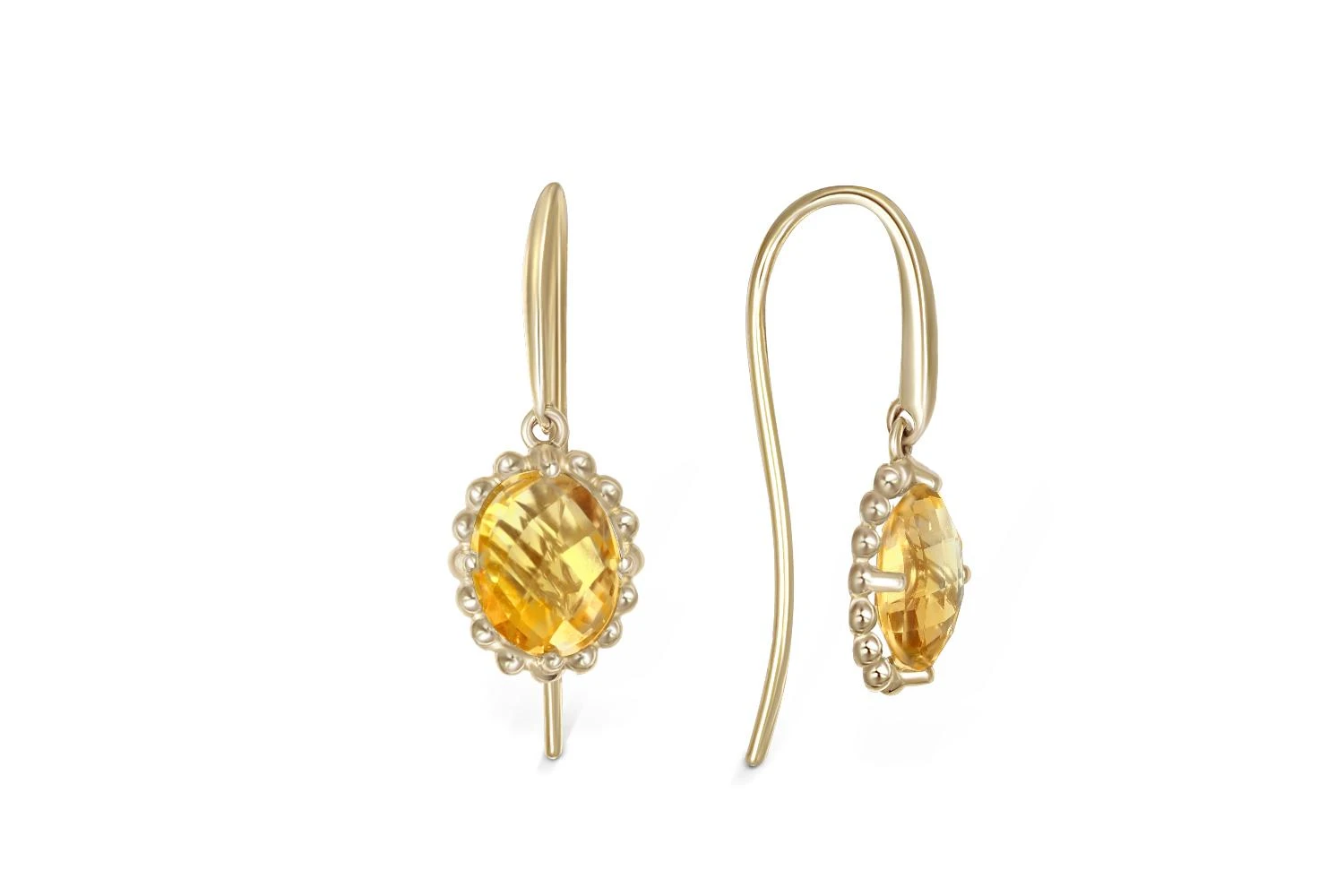 Серьги из жёлтого золота с 2 цитринами