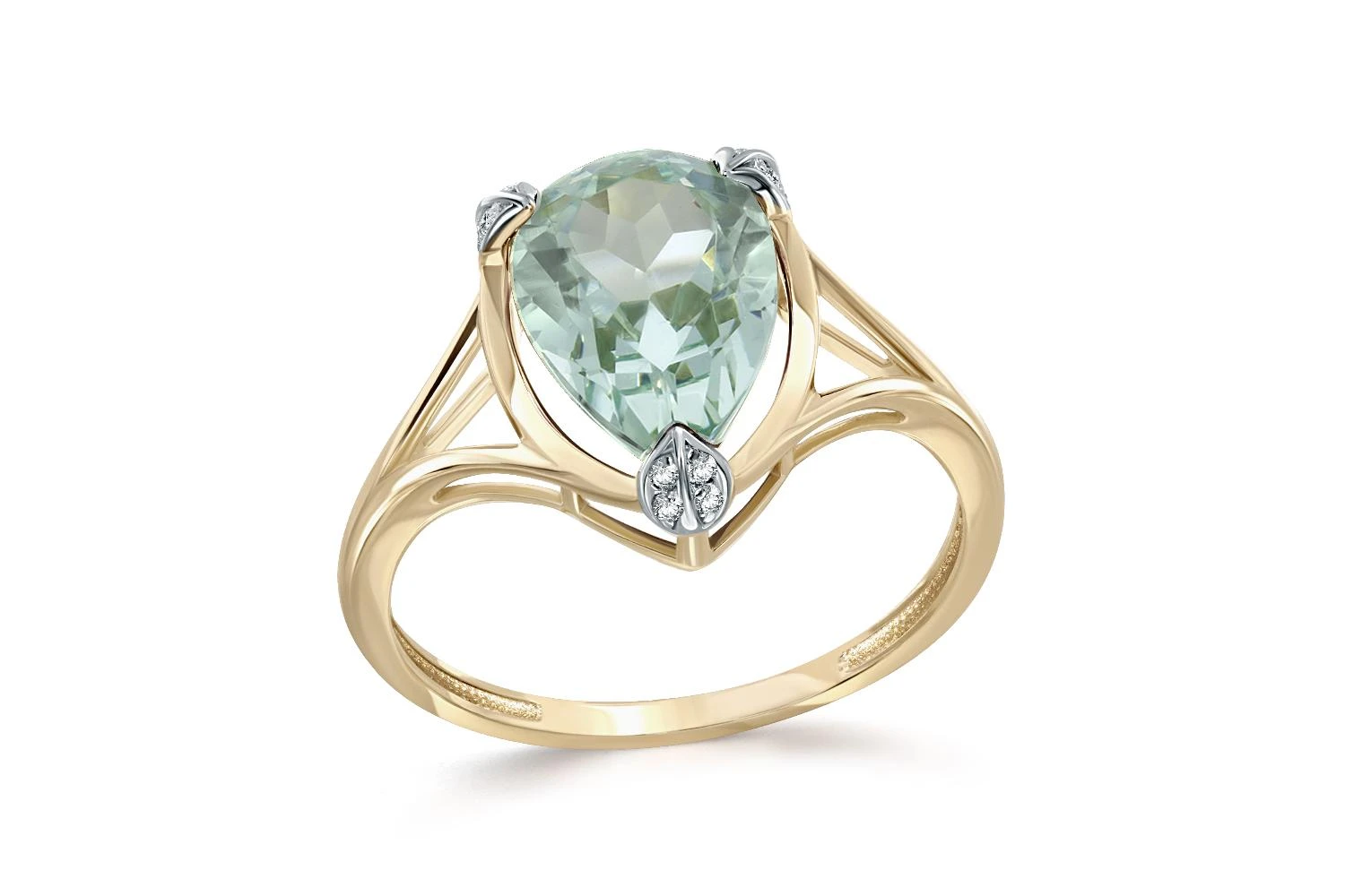 Кольцо из жёлтого золота с наноситалом и 12 фианитами