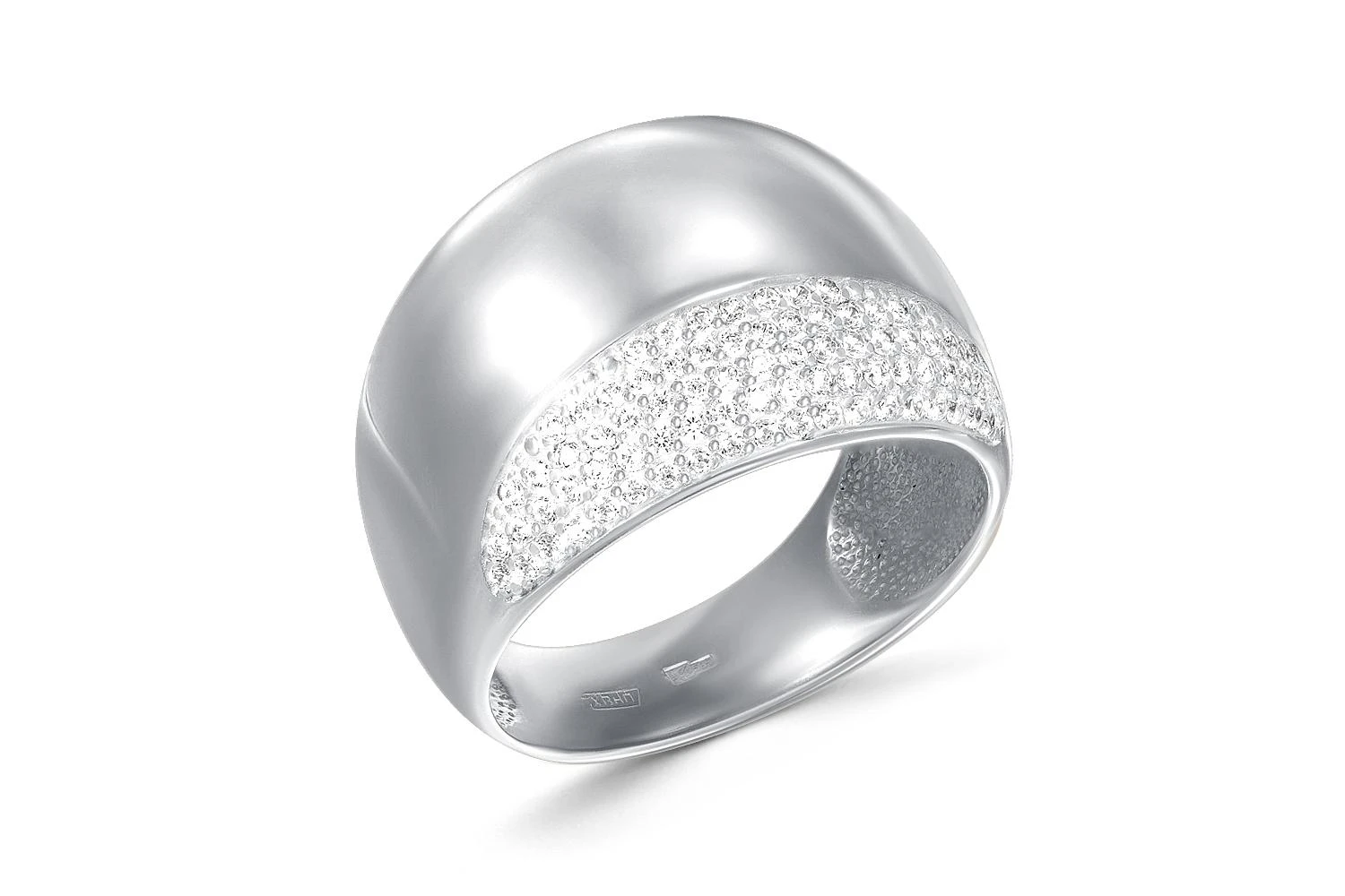 Кольцо из белого золота с 78 фианитами