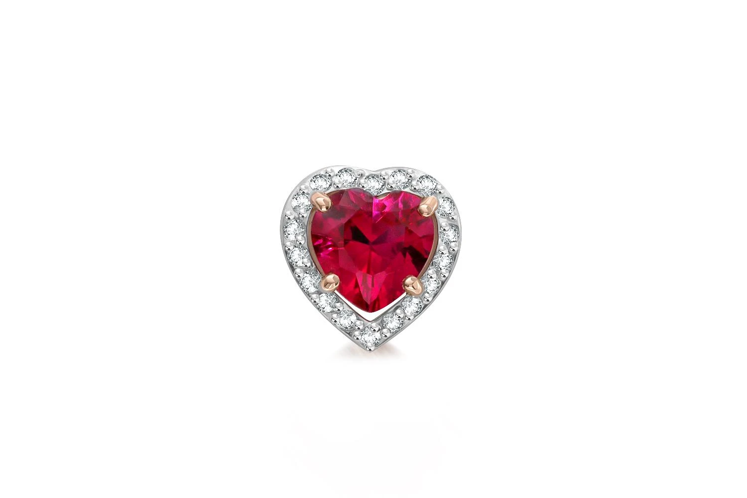 Подвеска Сердце из красного золота с корундом и 18 бриллиантами