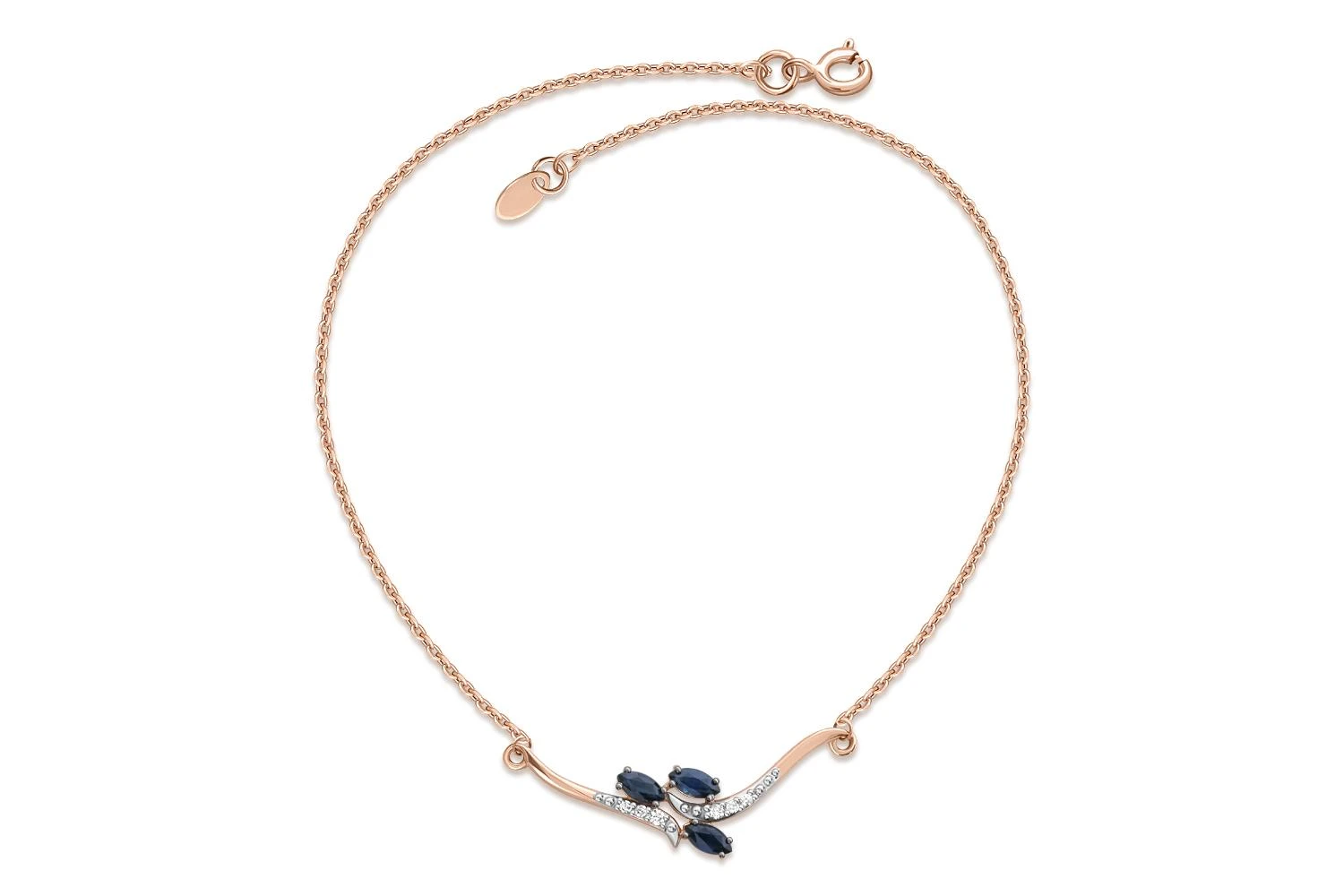 Колье Цветок из красного золота с 3 сапфирами и 6 бриллиантами