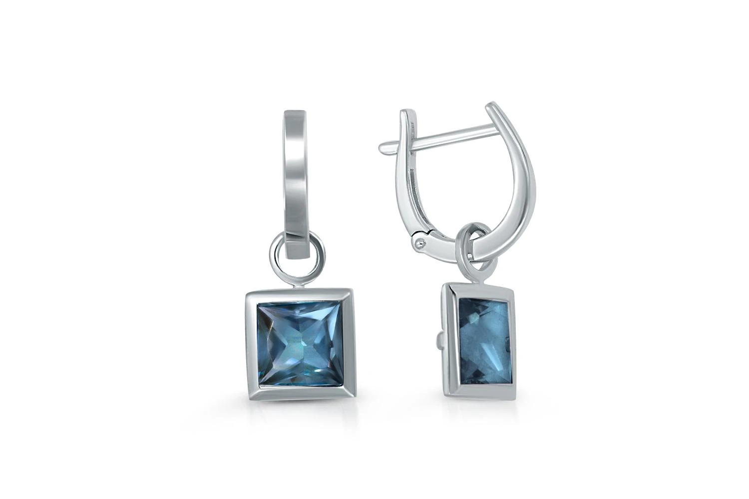 Серьги-трансформеры из белого золота с 2 топазами лондон
