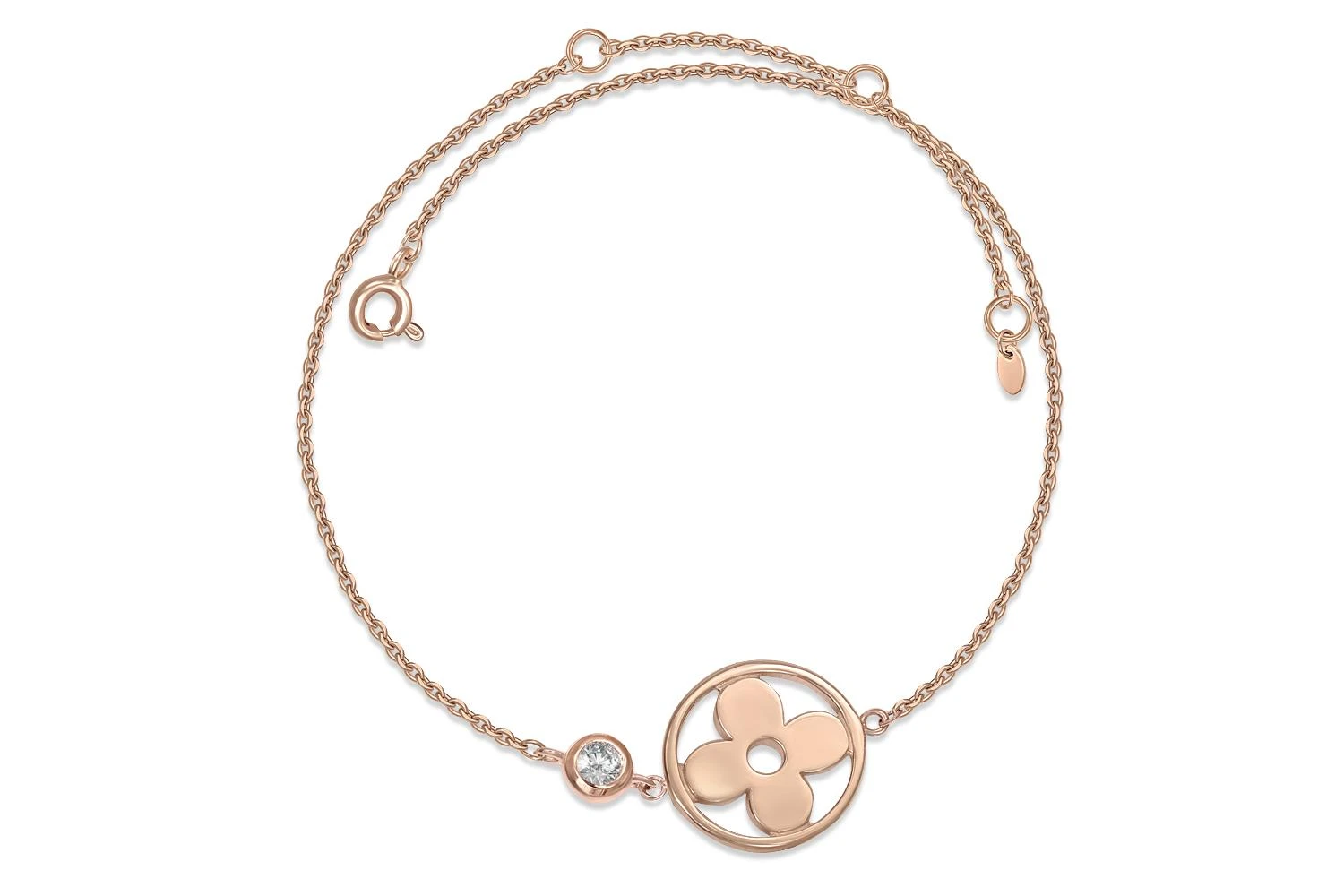 Колье Клевер из красного золота с бриллиантом