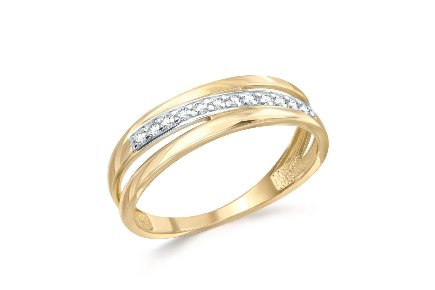 Кольцо Дорожка из жёлтого золота с 12 фианитами