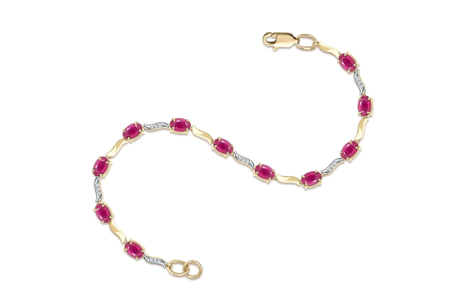Браслет из жёлтого золота с 12 рубинами и 21 бриллиантами