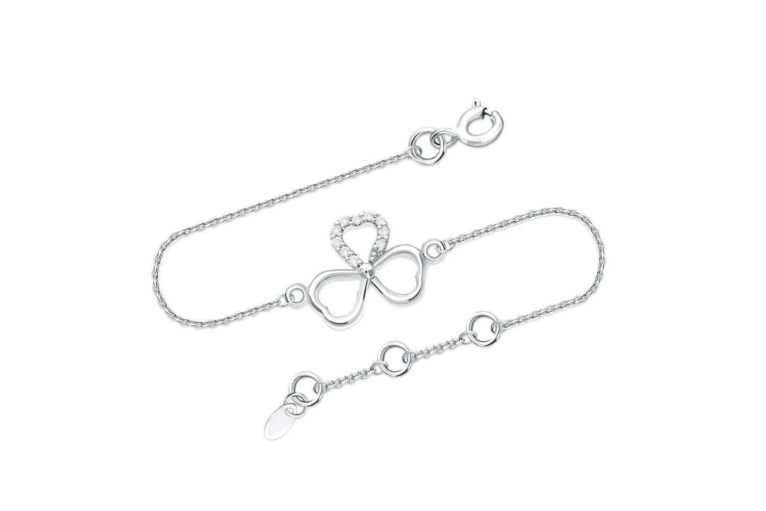 Браслет Клевер из белого золота с 10 бриллиантами