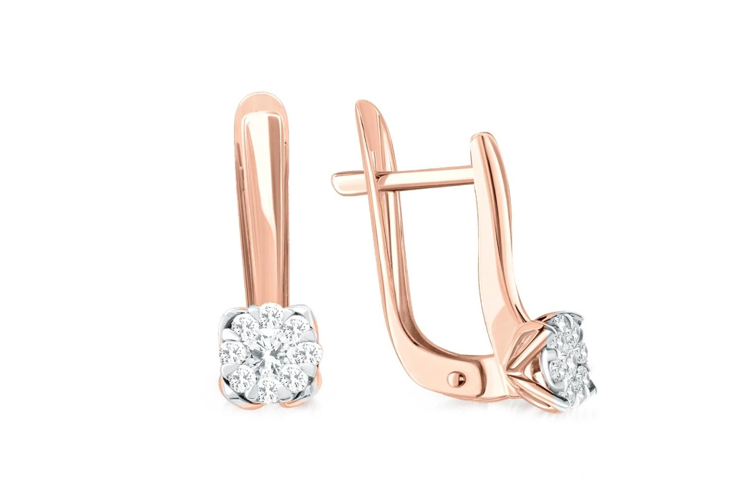 Серьги Малинки из красного золота с 18 бриллиантами