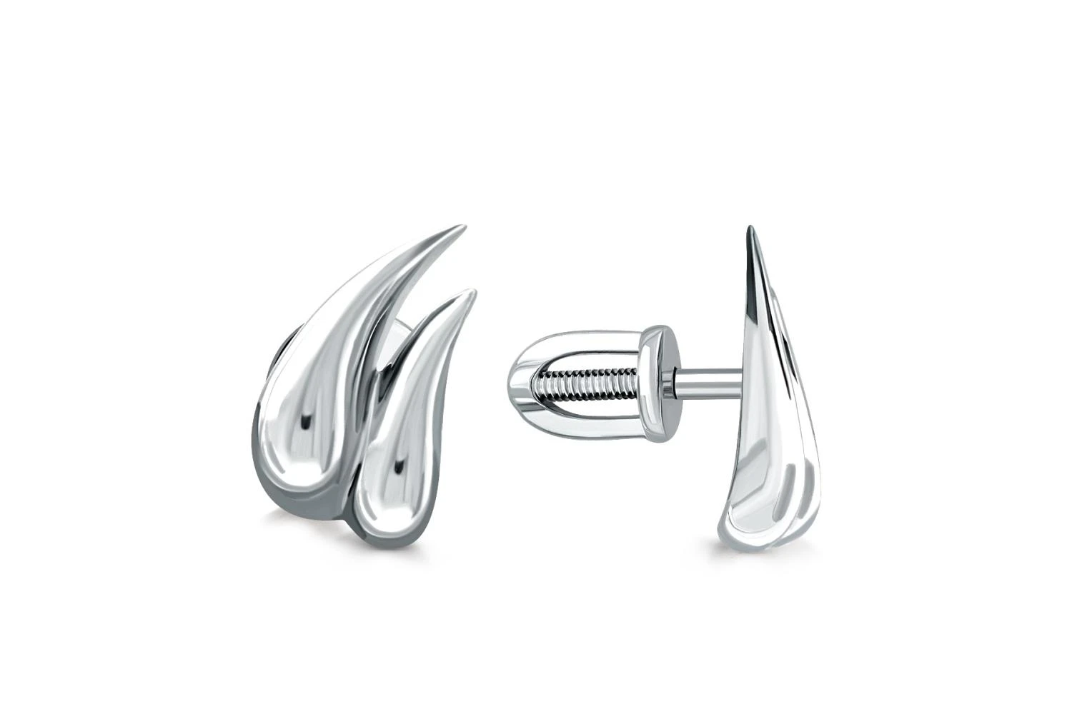 Серьги-пусеты из белого золота без вставок